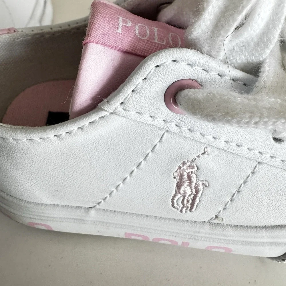 Polo Ralph Lauren Sayers Sneaker Infant Size 5 White Pink Logo Low Top Shoes